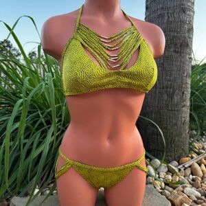 Victoria’s Secret Strappy Hardware Limited Edition Limelight Dot Bikini Sz Small